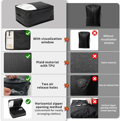 ONTYZZ Vacuum Compression Bag 20 inch Space Saver Bags Travel Case with IP67 Waterproof Zipper for Business Trip, Two Bag Black with Pump - color: 20'' Two Pack with Pump