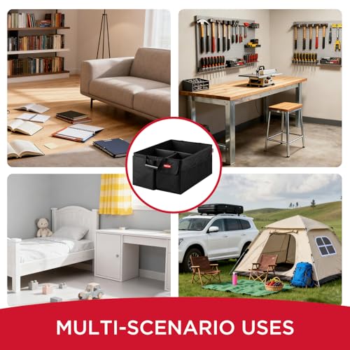 Rubbermaid Car Organizer, Collapsible Trunk Organizer, Multi-Compartment Car Storage Organization for Car Accessories, 3 Compartments Without Cover, 22.83"*16.54"*10.63"