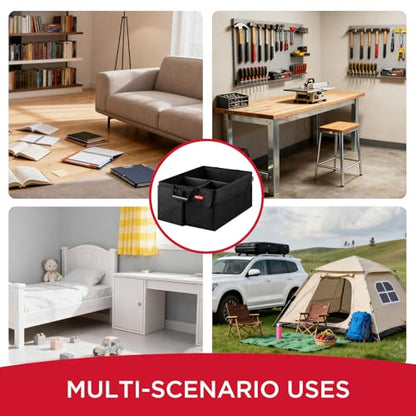 Rubbermaid Car Organizer, Collapsible Trunk Organizer, Multi-Compartment Car Storage Organization for Car Accessories, 3 Compartments Without Cover, 22.83"*16.54"*10.63"