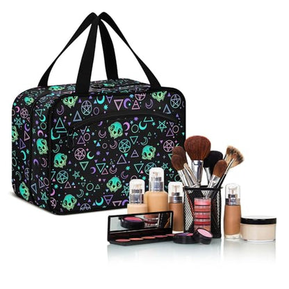 MNSRUU Hanging Toiletry Bags for Women Travel, Gothic Magic Skulls Toiletry Organizer Portable Travel Toiletry Bags Clear Wash Bags Makeup Bag Cosmetic Bag - color: Skulls 192