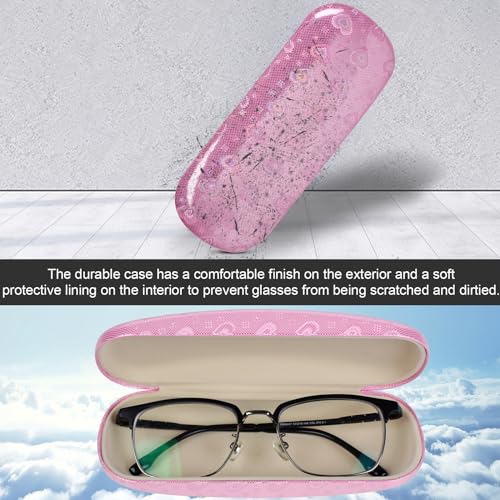 Joyberg Glasses Case, 2 Pack Eyeglass Case with Cleaning Cloth, Glasses Case Hard Shell Fits Most Glasses - color: Love Pink