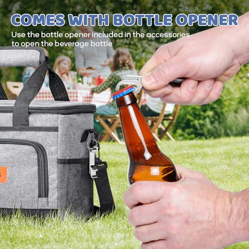 Insulated Cooler Bag for Men Women, 15L Soft Cooler Bag with Adjustable Shoulder Strap, Leakproof for Work, Camping, Travel, Picnic