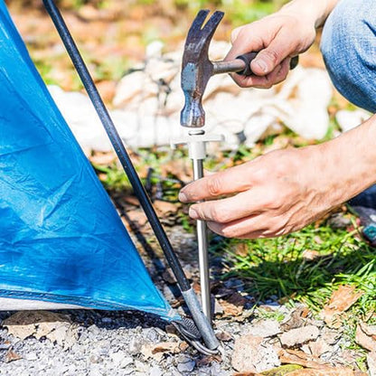 Eurmax USA 10-Pack Secure Protection Galvanized Tent Stakes,Rust-Proof Steel Canopy Anchors for High Winds,Heavy Duty Commercial Ground Pegs for Camping,Pop Up Tents&Gazebos - Includes 4x10ft Ropes - color: White, style: Stakes 10-pack