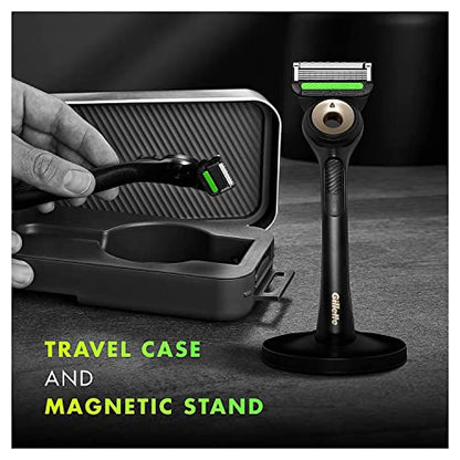 GilletteLabs with Exfoliating Bar by Gillette Mens Razor, 5 Bladed, Closeness and Comfort, Includes Travel Case and Stand, Handle + 3 Blade Refills - color: Gold, style: 1 Razor, 1 Travel Case, 3 Refills, 1 Stand