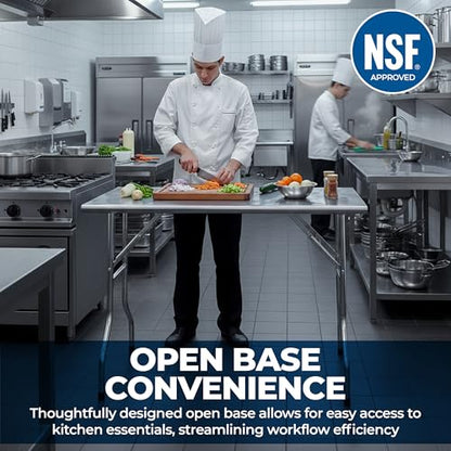 Premium Quality Stainless Steel Open Base Folding Utility Table - Folding Work Table for Commercial Kitchen, Restaurant, Hotel and Garage - NSF (30" x 48" Without Undershelf) - size: 30" x 48" without Undershelf