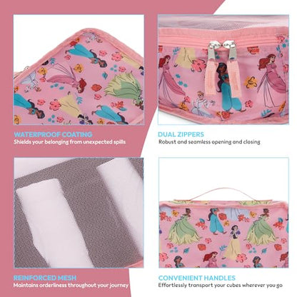 Disney Minnie Mickey Stitch Packing Cubes - Winnie the Pooh, Princess Cinderella, Cars, Toy Story 5 Piece Packing Cubes Compression - Travel Essential - Luggage Suitcase Organizer Set - color: Pink