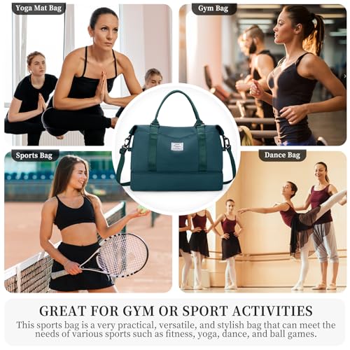 Travel Duffel Bag with Shoes Compartment, Overnight Weekender Bags for Women,Carry on Personal Item Bag,Medium Size - color: A-Peacock Blue, size: Medium