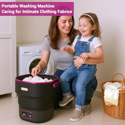 13L Portable Mini Washing Machine with Spin Dryer, Collapsible Small Washer for Baby Clothes & Underwear, 3 Deep Cleaning Modes, Foldable Laundry Tub for Apartment, RV, Travel, Camping (Black Purple)