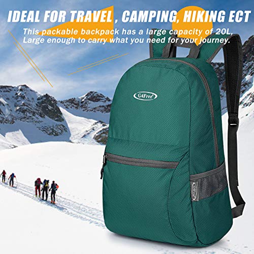G4Free 20L Lightweight Packable Backpack Travel Hiking Daypack Foldable Backpack for Men Women - color: Green Update