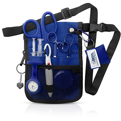 ASA TECHMED Nurse Utility Belt – Complete Medical Belt Utility Kit, Pro Pack Pocket Organizer Pouch Hip Bag for EMT, CNA, NP, PA, Student, Blue - color: Blue