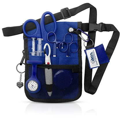 ASA TECHMED Nurse Utility Belt – Complete Medical Belt Utility Kit, Pro Pack Pocket Organizer Pouch Hip Bag for EMT, CNA, NP, PA, Student, Blue - color: Blue