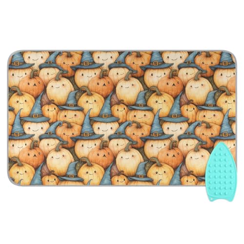 Cute Pumpkin Halloween Ironing Mat for Table top Portable Ironing Pad Blanket for Washer Dryer Countertop Travel - color: Cute Pumpkin Halloween