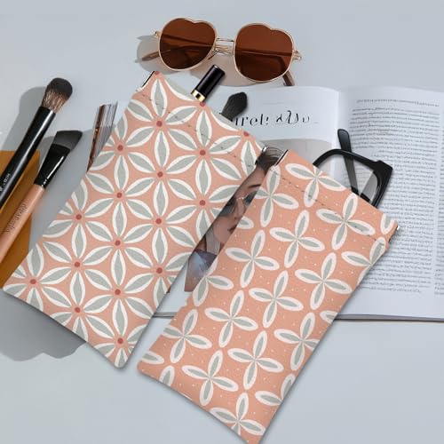 Eyeglasses Sunglasses Case PU Soft Squeeze Top Glasses Pouch for Women Men,Floral Pattern Portable Anti Scratch - color: Pink and Black