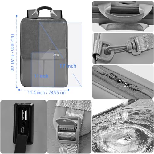ZINZ Slim & Expandable Laptop Backpack 15.6 16 17 inch Travel Business Backpack Water-Resistant Daypack for Men and Women，Grey - color: G01y01