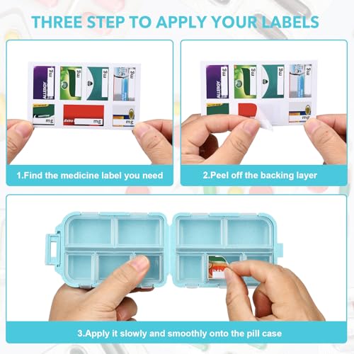 Blue 189-Label Pill Organizer - Travel Medicine Case with Compact Pill Box & Labels (1 Pack) - color: Straw Blue, size: Standard