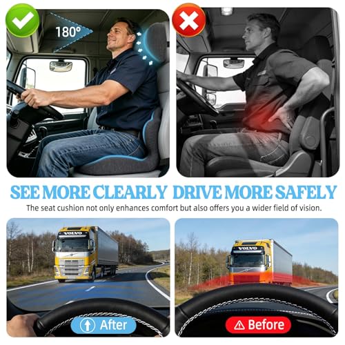 3-in-1 Memory Foam Seat Cushion & Headrest Pillow with Lumbar Support L-Shaped Ergonomic Driver Seat Cushions Design for Sciatica and Tailbone Pain Relief Comfort for Car,Truck,Chair - size: 19''x16.14''x13.18''