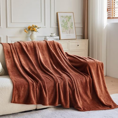 NEWCOSPLAY Super Soft Throw Blanket Coffee Premium Silky Flannel Fleece Leaves Pattern Lightweight Bed Blanket All Season Use (Coffee, Throw(50"x60")) - color: Coffee, size: Throw(50"x60")