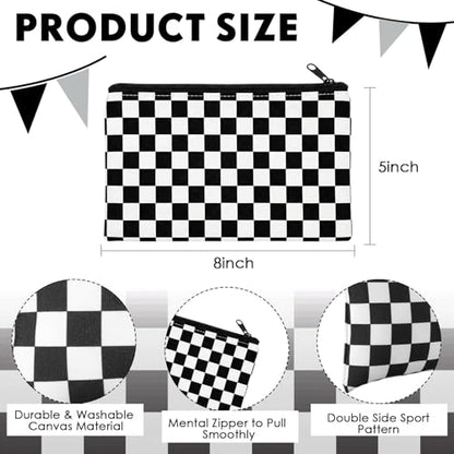 Eccliy 20 Pcs Checkered Makeup Bag Checkered Cosmetic Bag Canvas Gifts Accessories for Women Toiletry Pouch with Zipper Gift Bags for Team Party - size: 8 x 5 Inch, style: Checkered