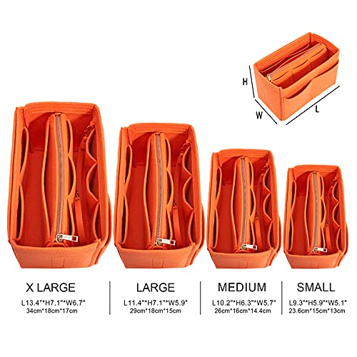 Vercord Felt Organizer Insert For Purse Handbag Tote Bag In Bag Inside Shaper Divider Neo Orange Small - color: A Orange, size: Small