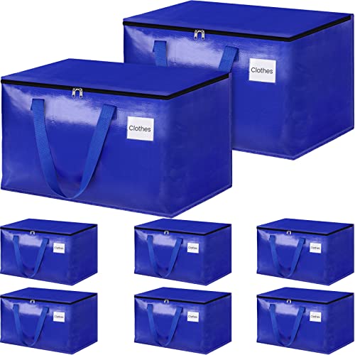 HomeHacks Moving Bags Heavy Duty with Strong Zippers and Handles Collapsible Moving Supplies, Storage Totes for Packing & Moving Storing 125L,8-Pack, Blue - size: 125L-8 Packs