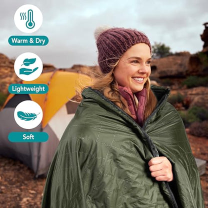SUN CUBE Large Waterproof Camping Blanket, Fleece Quilted Stadium Blanket for Cold Weather, Windproof Foldable Outdoor Blanket Mat for Picnic, Beach, Pets, Car, 60x80in - color: Olive Green/Grey Fleece