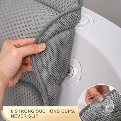 Bath Pillow Luxury Bathtub Pillow, Extra Soft & Comfortable Bath Pillow for Tub Head Neck and Back Support, with 4D Air Mesh Cushions & Non-Slip Suction Cups - Great Bath Gifts (Gray) - color: Gray