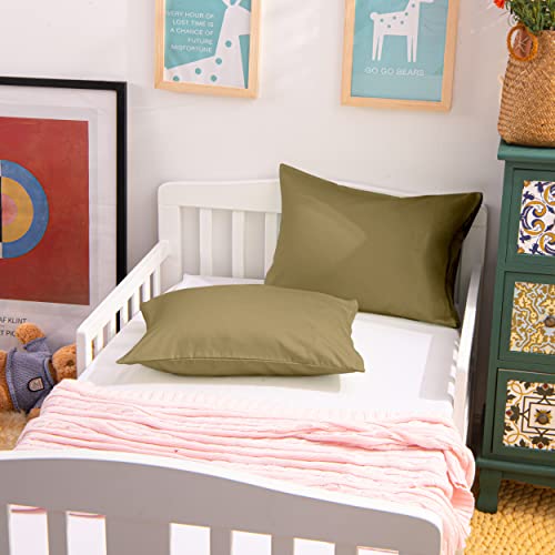 NTBAY Egyptian Cotton Toddler Pillowcases - Set of 2 - Travel Pillow Cases - 500 Thread Count Cotton 13x18 Pillow Covers - Envelope Closure Nursery Pillowcases, 13x18 Inches, Khaki - color: Khaki