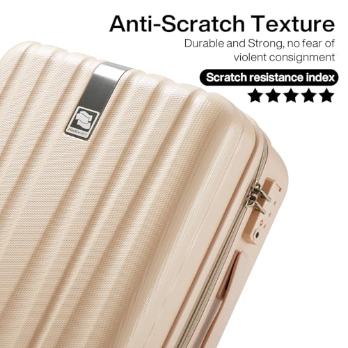 Hanke 20 Inch Carry On Luggage 22x14x9 Airline Approved Lightweight PC Hard Shell Suitcases with Wheels Travel Luggage Rolling Suitcase Travel Luggage Bag for Weekender（Cuba Sand） - color: Cuba Sand, size: Carry on 20 Inch