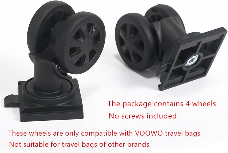 VOOWO 4 Pcs Detachable Replacement Wheels for Rolling Duffle Bag, Spinner Wheels for foldable travel bag, No Screws Included