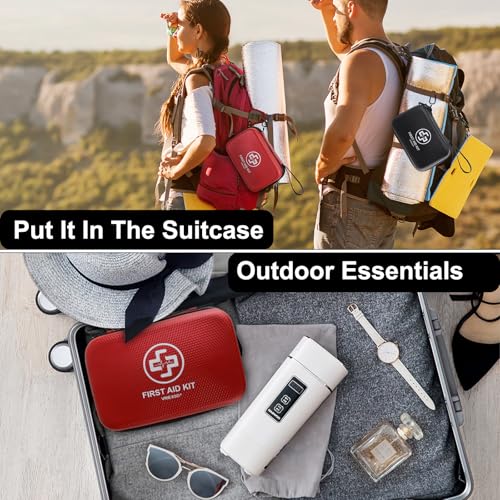 VRIEXSD Premium First Aid Kit, 320 Piece Waterproof Hard Shell Eva First Aid Kit for Home, Camping, Cars, Hiking, Travel, Businesses & Outdoor Emergencies - Emergency Medical Kits (Black) - color: Black