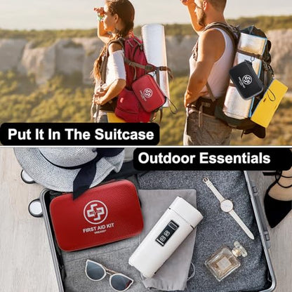 VRIEXSD Premium First Aid Kit, 320 Piece Waterproof Hard Shell Eva First Aid Kit for Home, Camping, Cars, Hiking, Travel, Businesses & Outdoor Emergencies - Emergency Medical Kits (Black) - color: Black