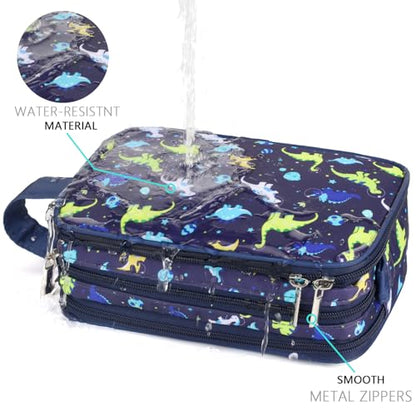 Dinosaur Kids Toiletry Bag for Boys, Travel Toiletry Bag for Little Young Boys Waterproof Hanging Wash Bag Toddler Traveling Toiletries, Navy - color: Dinosaur-Navy