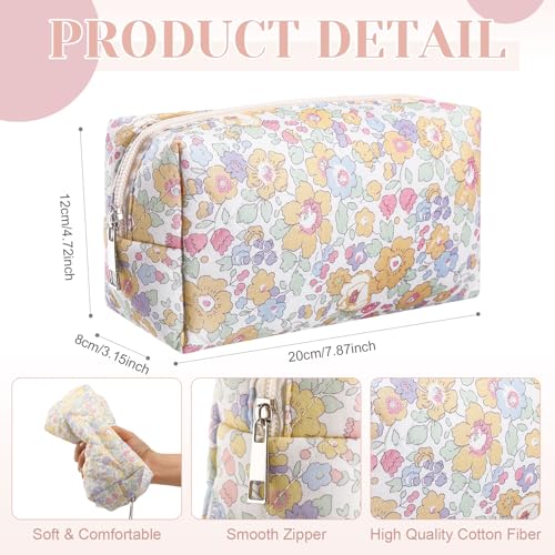 Paterr 20 Pcs Cotton Quilted Makeup Bag Bulk Cute Coquette Aesthetic Preppy Cosmetic Bag for Women Girls Bridesmaid Gifts Wedding Party Favor Christmas Travel Toiletry Pouch Trendy Stuff(Ditsy Floral) - style: Ditsy Floral
