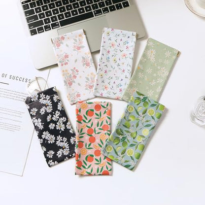 Glasses Case Soft, Eyeglass Cases for Women Portable Squeeze Top PU Leather 2 Pack Glasses Pouch with Cleaning Cloth - color: 2pcs Black Daisy+green Daisy