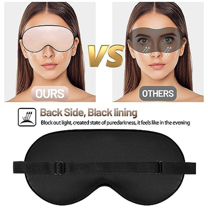 Silk Eye Sleep Mask - Adjustable Strap, Comfortable & Soft Satin Eye Mask, Blindfold Eyeshade for Men & Women for A Full Night's Sleep (Pink) - color: Pink
