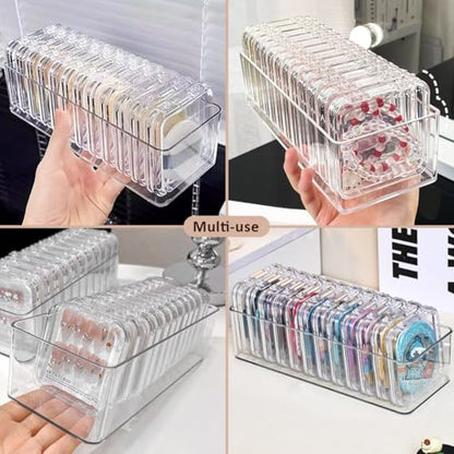 15 Pcs Clear Travel Jewelry Cases with Storage Box Plastic Jewelry Organizer Protective Container for Bracelets, Necklaces, Earrings, Powder Puff, Press-on Nails