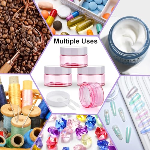 Cosywell Travel Jars Containers Plastic Cream Jars TSA Approved 1oz 4 Pieces Refillable Cosmetic Containers Leak-proof Travel Size Containers with Lid for Lotion Makeup Cosmetics (Pink) - color: F-1oz Pink