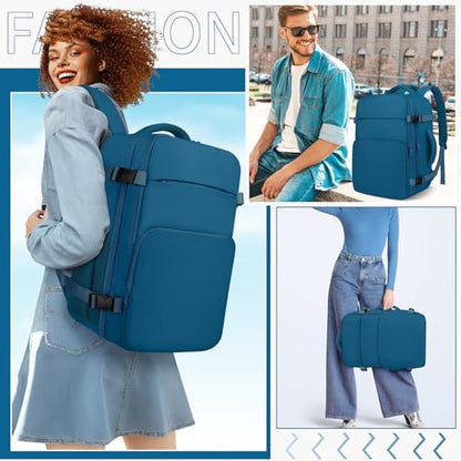 ZOMFELT Travel Backpack for Women Men, Carry On Backpack, TSA 15.6inch Laptop Backpack Flight Approved, Personal Item Travel Bag Nurse Bag Casual Daypack for Weekender Business Trip, Blue - color: Blue