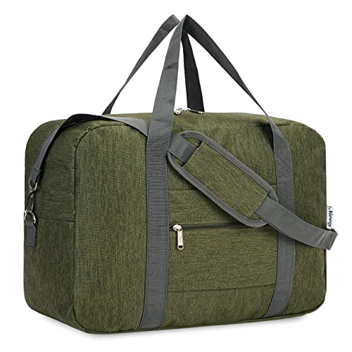 For Spirit Airlines Personal Item Bag 18x14x8 Foldable Travel Duffel Bag Tote Duffle Carry on Luggage for Women and Men 30L (Army Green (With Shoulder Strap)) - color: Army Green, size: 30L