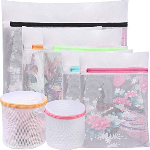 BAGAIL Laundry Bags Mesh Wash Bag for Intimates Lingerie and Delicates,7Pcs(1XL,2L,2M,2 Bra Bags) - color: Pearl White-Fine Mesh, size: 1XL,2L,2M,2 Bra Bags