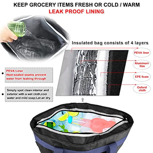 BeeGreen Insulated Cooler Bag Leakproof Freezer Shopping Tote for Groceries Heavy Duty Thermal Food Delivery Bag - color: Dark Black, style: Sling Cooler