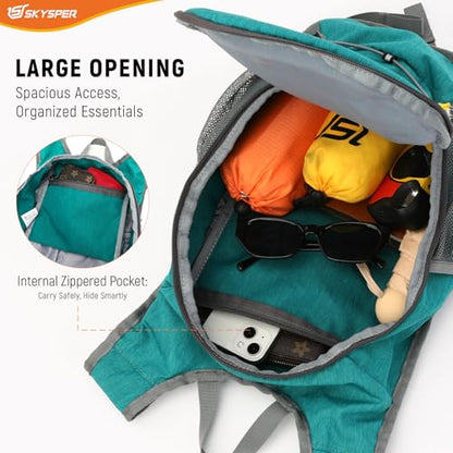 SKYSPER 15L/20L Foldable Hiking Backpack Lightweight Packable Travel Daypack with Chest Strap Small Folding Pack for Walking - color: Green, size: 15l