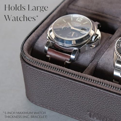 Genuine Leather 2 Watch Travel Case (Brown) - color: Brown, size: 2 Watch Case
