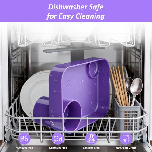 Car Seat Snack Tray for Kids, Mess-Free Square Travel Tray Cup Holder Snack Tray, Durable Car Food Tray for Toddlers, Universal Fit Kids Travel Road Trip Essentials (1, Purple) - color: purple