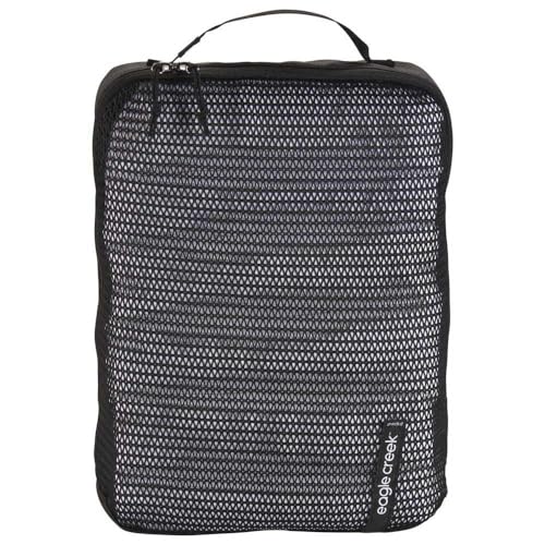Eagle Creek Pack-It Reveal Medium Packing Cubes for Travel - Durable, Water-Resistant Fabric with Angled Zipper Design and Full Front-Panel Mesh Window, Black