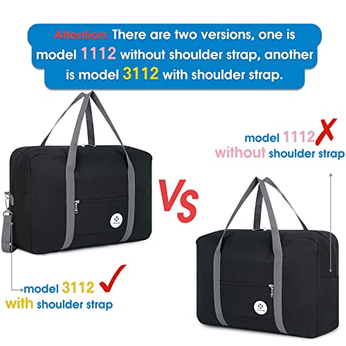 For Spirit Airlines Personal Item Bag Foldable Travel Duffel Bag Tote Carry on Luggage Duffle Overnight for Women and Men - color: 3112-Black