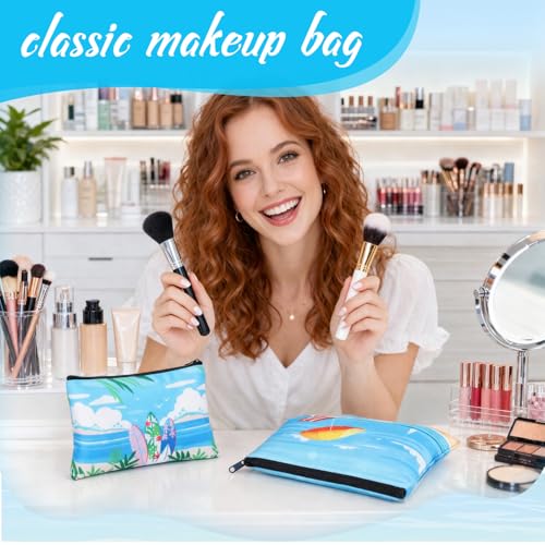 Eccliy Summer Makeup Bag Hawaii Cosmetic Bag for Women Summer Party Canvas Gifts Accessories Toiletry Pouch with Zipper Gift Bags Organizer for Team Party - size: 8 x 5 Inch, style: Summer Party
