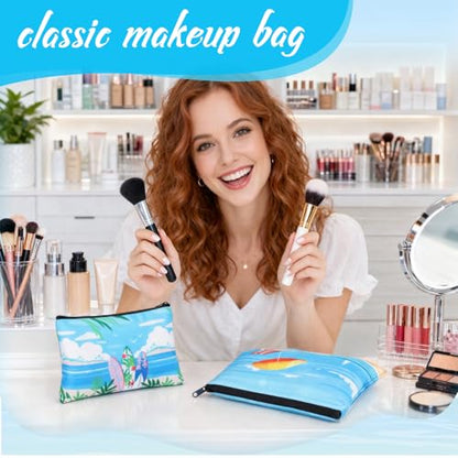 Eccliy Summer Makeup Bag Hawaii Cosmetic Bag for Women Summer Party Canvas Gifts Accessories Toiletry Pouch with Zipper Gift Bags Organizer for Team Party - size: 8 x 5 Inch, style: Summer Party