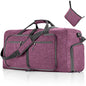 Vomgomfom 65L/85L/115L Foldable Travel Duffle Bag, Lightweight Checked Luggage with Shoe Compartment, Water-Resistant Weekender Overnight Bag for Men & Women - color: I Purple, size: 115L