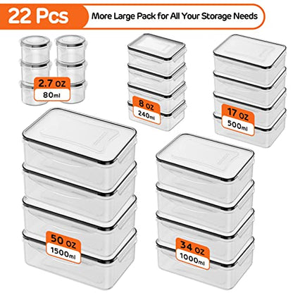 44 PCS Food Storage Container with Lid (22 Lids & 22 Containers) - Airtight Leakproof Plastic Kitchen Organization Set Reusable Microwave/Freezer/Dishwasher Safe Meal Prep Container with Label & Pen - color: 22 Pack